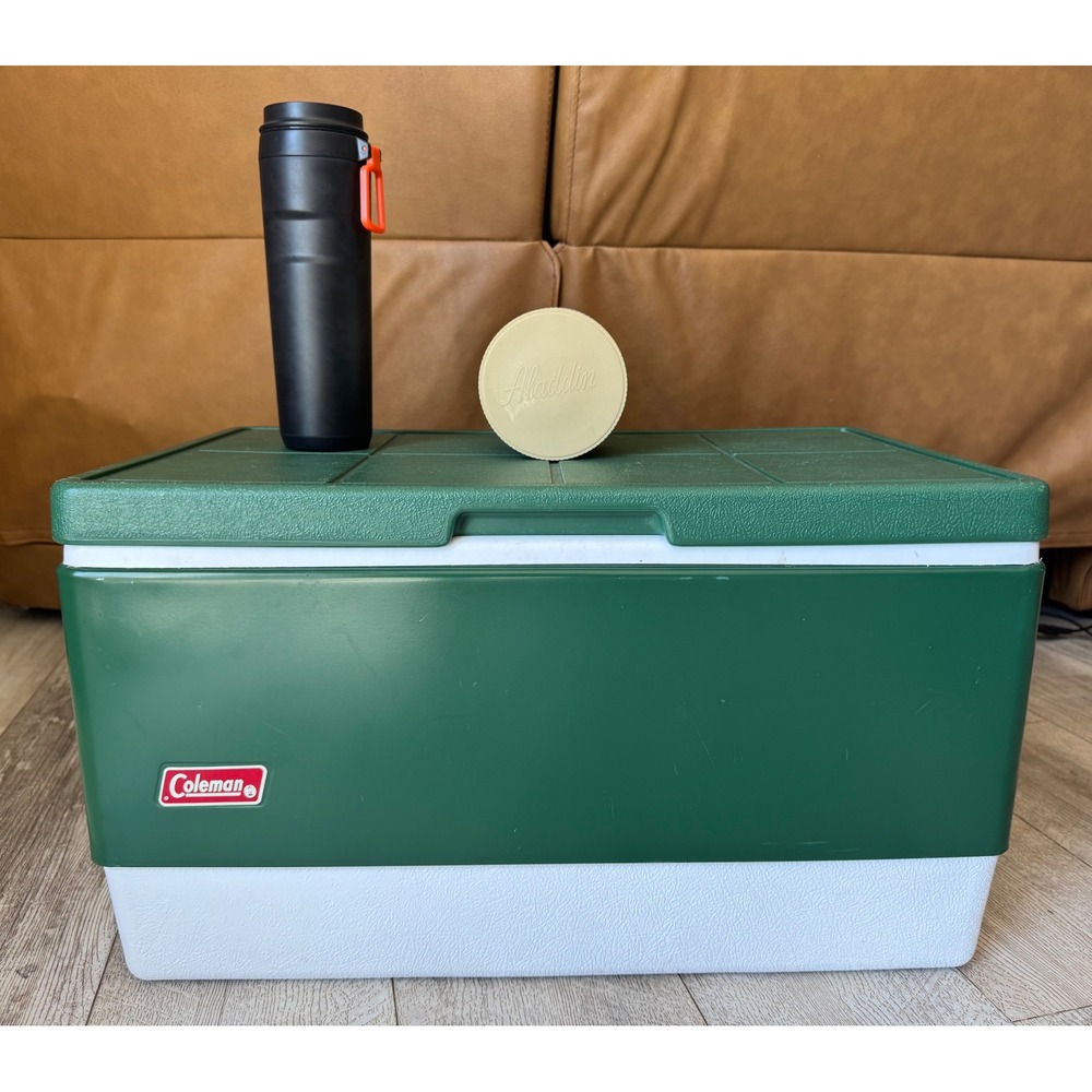 Vintage Coleman Green White Picnic Cooler Stanley Thermos Aladdin Soup Can Set
